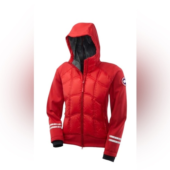 Canada Goose Women's Hybridge Hoodie- Down Filled Polartec Jacket- Red- Small - Picture 3 of 15